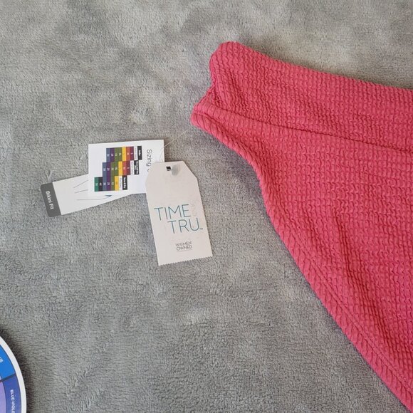 Time Tru Womens Swim Bikini Bottom 1X 16W 18W Plus Pink Crinkle Comfy PIN64E - Picture 5 of 8